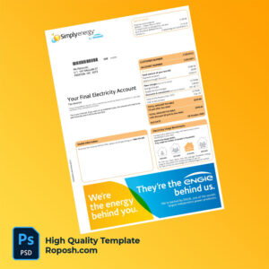 Australia Victoria Simply Energy Editable Electricity Bill Template in Word and PDF formats
