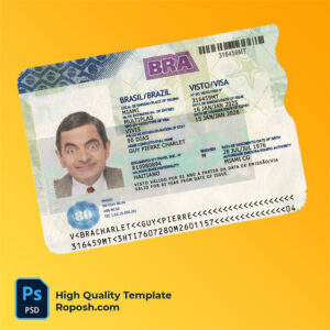 Brazil Visa PSD template, with fonts