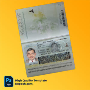Ecuador passport template in PSD format