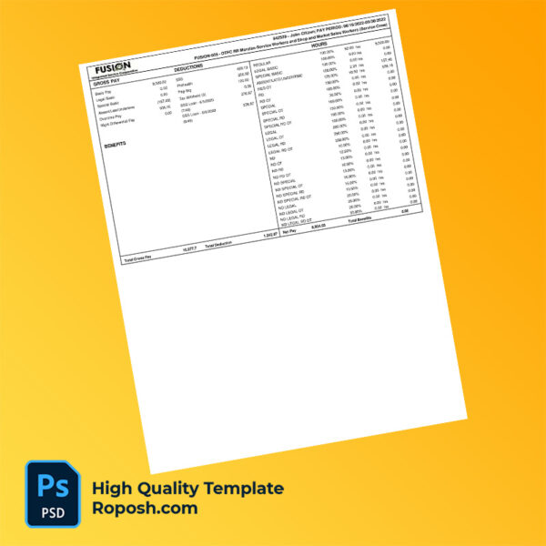 Fusion Integrated Service Cooperative earning statement word and pdf template