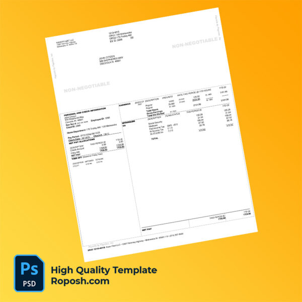 Kaser Fleet LLC pay stub word and pdf template