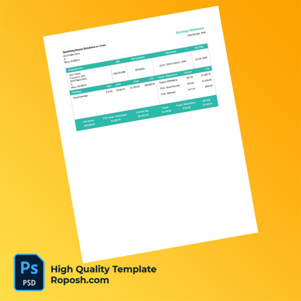 Sparkling House Solutions earning statement word and pdf template