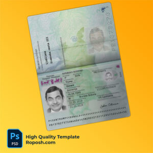 Slovenia passport template in PSD format, fully editable