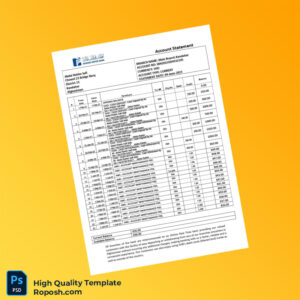 Afghanistan Afghan United Bank Statement Template in Word and PDF formats 2 page