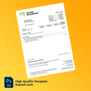 Australia Aussie Broadband Editable Tax Invoice Template in Word and PDF formats