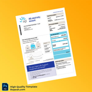 Australia AGL Editable Electricity Bill Template in Word and PDF formats 2 page