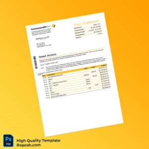 Australia Commonwealth Bank Bank Statement Template in Word and PDF formats