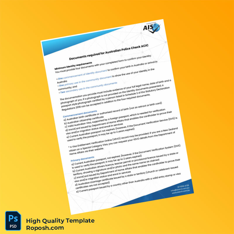 Australia Editable Identity Document Template in Word and PDF formats 2 page Australia Editable Identity Document Template in Word and PDF formats 2 page
