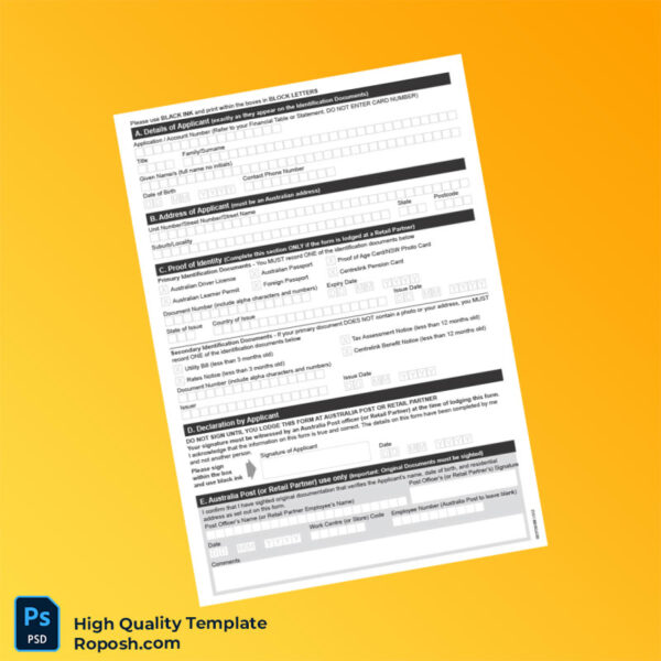 Australia Editable Identity Verification Template in Word and PDF formats 2 page