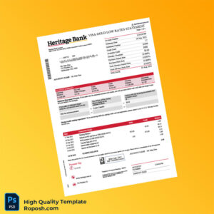 Australia Heritage Bank Credit Card Statement Template in Word and PDF formats 3 page
