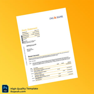 Australia ING Bank Bank Statement Template in Word and PDF formats 2 page