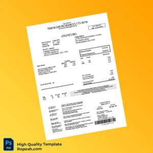 Australia Silver Asset Services Editable Utilities Bill Template in Word and PDF formats