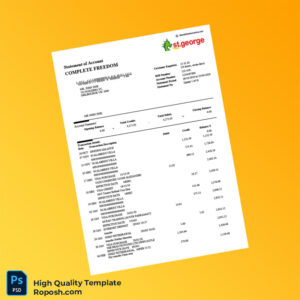 Australia St George Bank Statement Template in Word and PDF formats 5 page