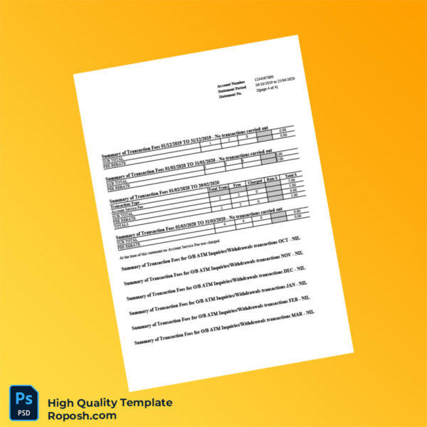 Australia St George Bank Statement Template in Word and PDF formats 5 page