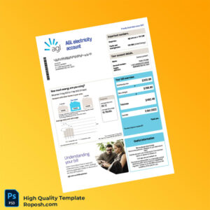 Australia United Energy Editable Electricity Bill Template in Word and PDF formats 2 page Australia United Energy Editable Electricity Bill Template in Word and PDF formats 2 page