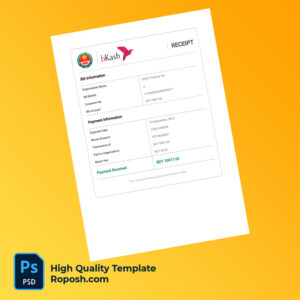 Bangladesh DNCC Holding Tax Editable Holding Tax Receipt Template in Word and PDF formats