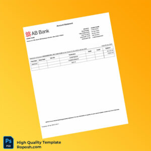 Bangladesh AB Bank Statement Template in Word and PDF formats