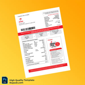 Bangladesh Airtel Editable Mobile Bill Template in Word and PDF formats