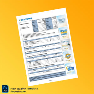 Bangladesh BRAC Bank Credit Card Statement Template in Word and PDF formats 2 page
