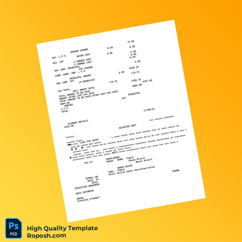 Bangladesh Dhaka Power Distribution Company Limited Editable Utility Bill Template in Word and PDF formats 4 page Bangladesh Dhaka Power Distribution Company Limited Editable Utility Bill Template in Word and PDF formats 4 page