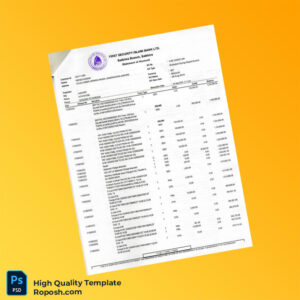 Bangladesh First Security Islami Bank Statement Template in Word and PDF formats 4 page