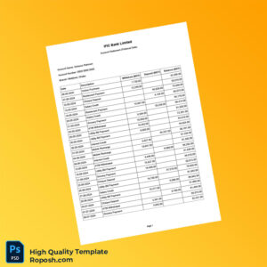 Bangladesh IFIC Bank Editable Account Statement Template in Word and PDF formats