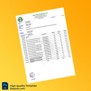 Bangladesh Islami Bank Bangladesh Ltd Account Statement Template in Word and PDF formats
