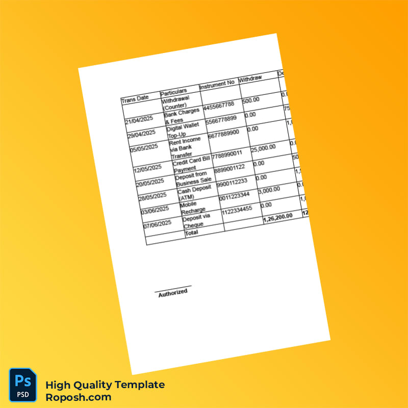 Bangladesh Islami Bank Limited Editable Account Statement Template in Word and PDF formats 3 page Bangladesh Islami Bank Limited Editable Account Statement Template in Word and PDF formats 3 page
