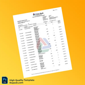 Bangladesh Prime Bank Salary Statement Template in Word and PDF formats 4 page
