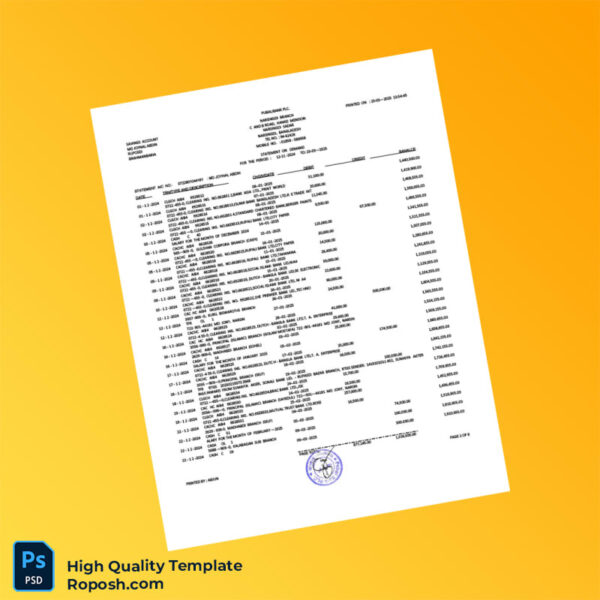 Bangladesh Pubali Bank Statement Template in Word and PDF formats 7 page