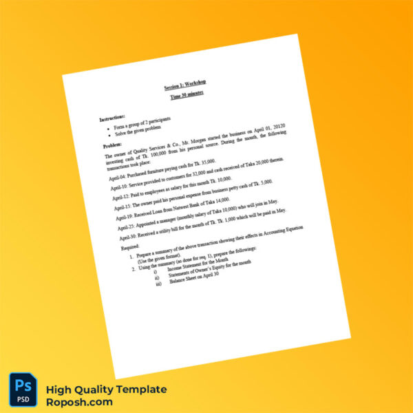 Bangladesh Quality Services Co Editable Workshop Problem Template in Word and PDF formats