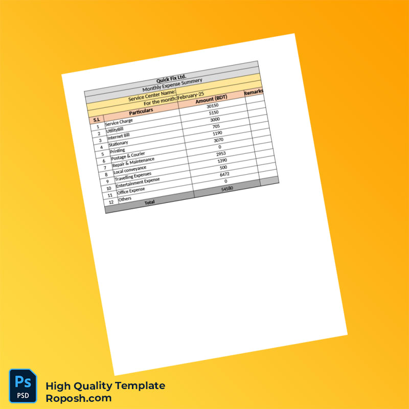 Bangladesh Quick Fix Ltd Editable Petty Cash Details Template in Word and PDF formats Bangladesh Quick Fix Ltd Editable Petty Cash Details Template in Word and PDF formats