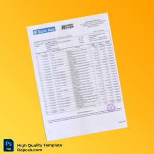 Bangladesh S02-Savings Bank Account Statement Template in Word and PDF formats
