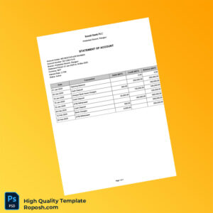 Bangladesh Sonali Bank PLC Bank Statement Template in Word and PDF formats
