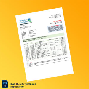 Bangladesh Standard Chartered Bank Editable Bank Statement Template in Word and PDF formats