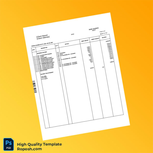 Bank Account Statement Template in Word and PDF formats 4 page