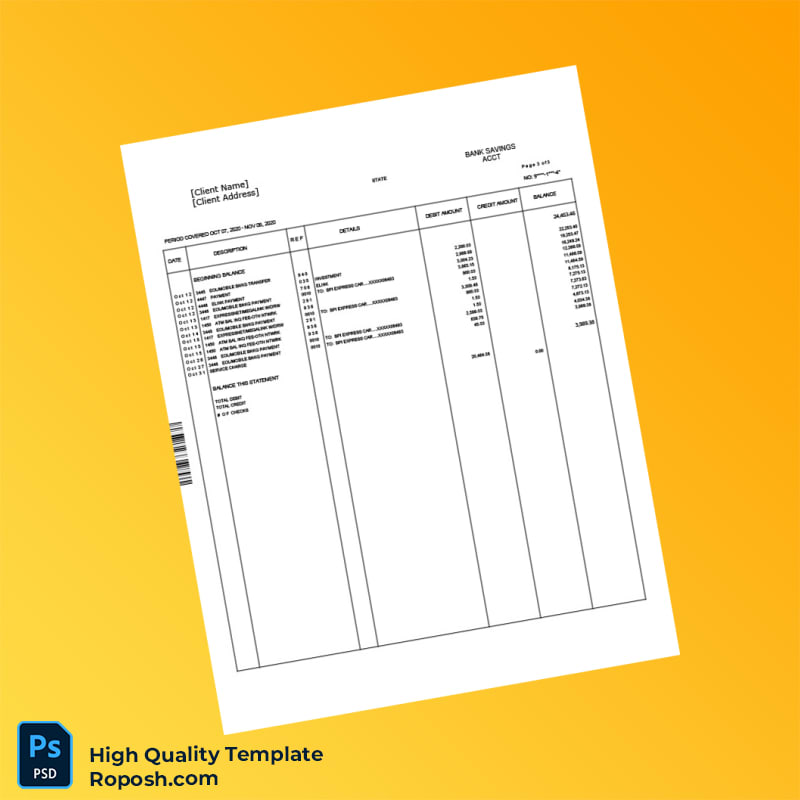 Bank Account Statement Template in Word and PDF formats 4 page Bank Account Statement Template in Word and PDF formats 4 page