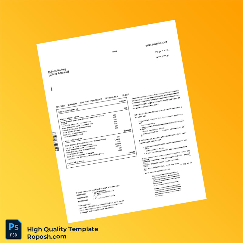 Bank Account Statement Template in Word and PDF formats 4 page Bank Account Statement Template in Word and PDF formats 4 page