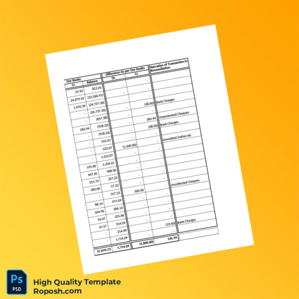 Bank Reconciliation Template in Word and PDF formats 7 page