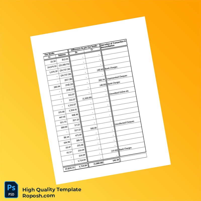 Bank Reconciliation Template in Word and PDF formats 7 page Bank Reconciliation Template in Word and PDF formats 7 page