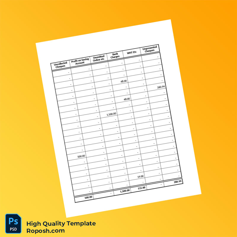 Bank Reconciliation Template in Word and PDF formats 7 page Bank Reconciliation Template in Word and PDF formats 7 page