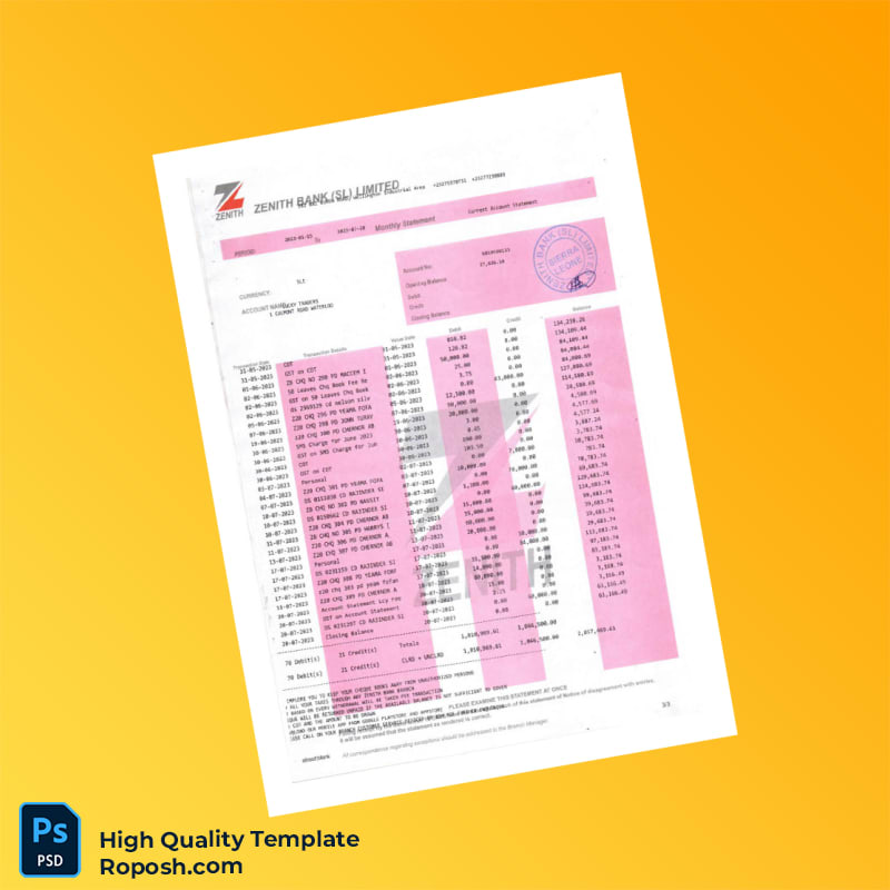 Bank Savings Statement Template in Word and PDF formats 6 page Bank Savings Statement Template in Word and PDF formats 6 page
