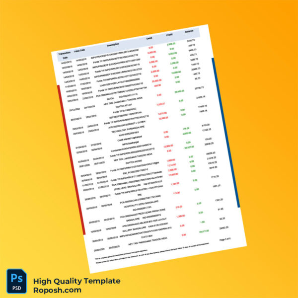 Bank Statement Template in Word and PDF formats 8 page