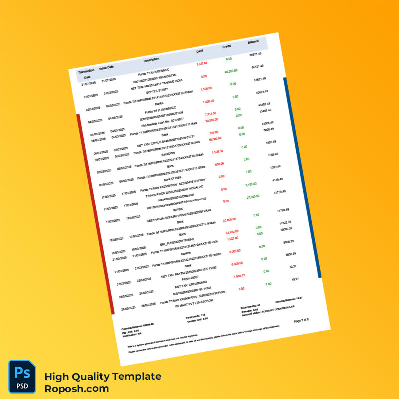 Bank Statement Template in Word and PDF formats 8 page Bank Statement Template in Word and PDF formats 8 page