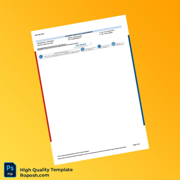 Bank Statement Template in Word and PDF formats 8 page