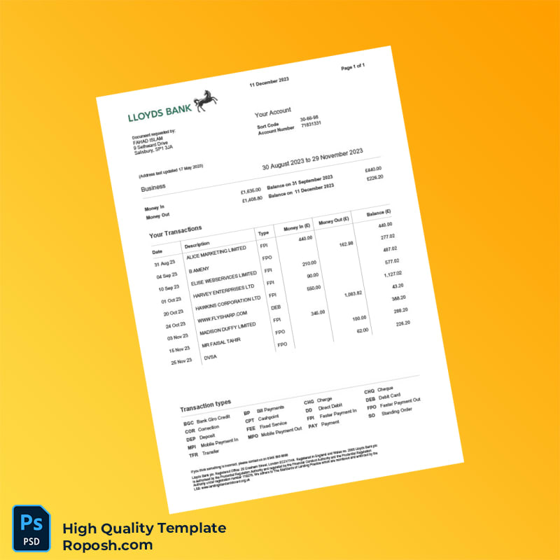 Bank Statement and Invoices Template in Word and PDF formats 7 page Bank Statement and Invoices Template in Word and PDF formats 7 page