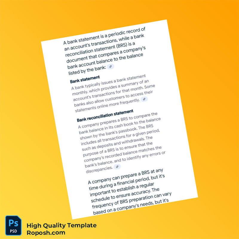 Bank Statement or Reconciliation Statement Template in Word and PDF formats 2 page Bank Statement or Reconciliation Statement Template in Word and PDF formats 2 page