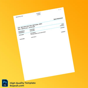 Belgium BNP Paribas Bank Statement Template in Word and PDF formats