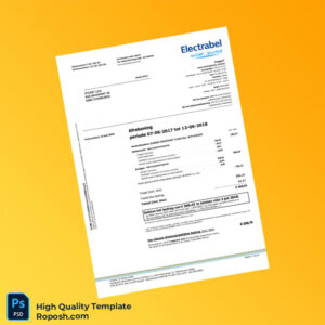 Belgium Electrabel Editable Electricity Bill Template in Word and PDF formats