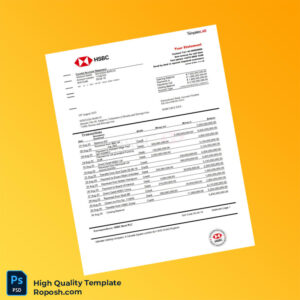 Bosnia and Herzegovina HSBC Bank Statement Template in Word and PDF formats